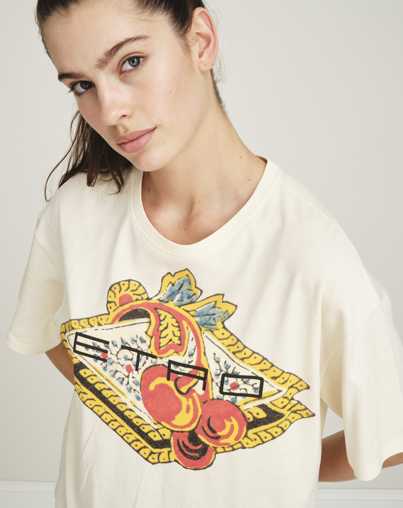 Etro - Ivory Cherry Print Cotton Tshirt IT40